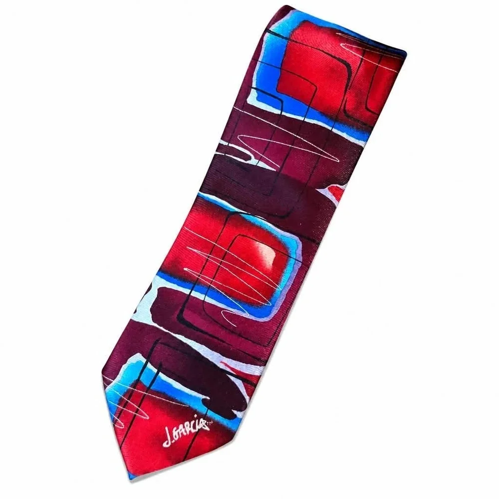 J Garcia Tie Robot Neurosis Collectors Edition Red Blue Abstract Jerry Garcia